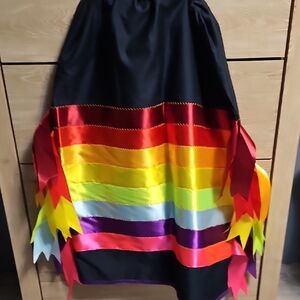 Indigenous Black and Rainbow Asymmetrical Skirt